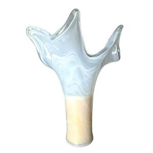Murano Beautiful Swirled Glass Vase with Large Vanilla Scented Three-Wick Candle
